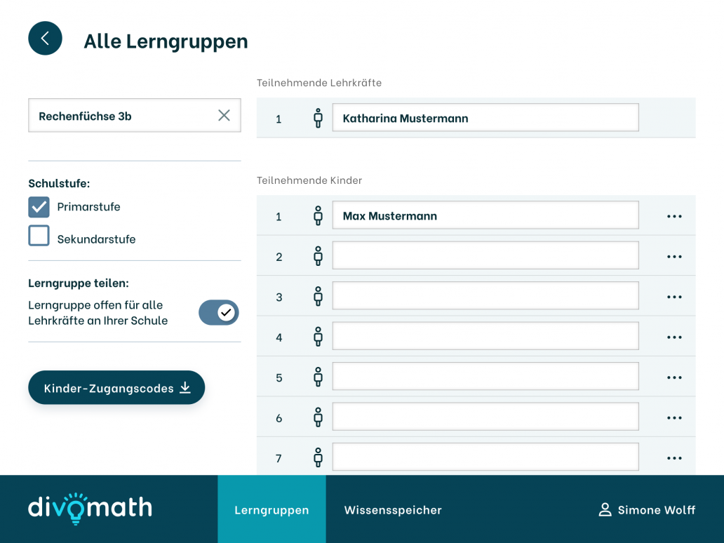 Lerngruppe bearbeiten und teilen