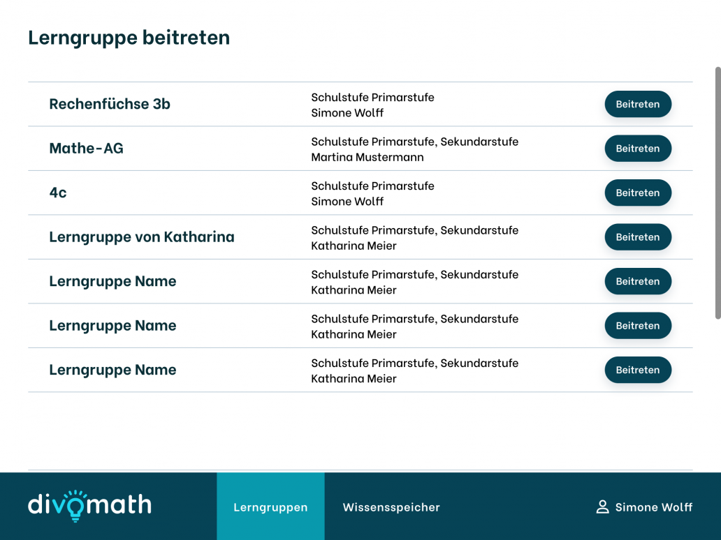 Offene Lerngruppe beitreten